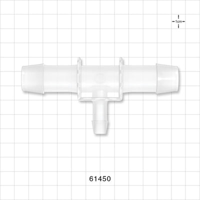 T Connector, Reducer, Barbed, Natural - Fits 3/4 inch ID Tubing (0.75 inch, 19.05 mm); Fits 3/8 inch ID Tubing (0.375 inch, 9.53 mm) - 61450