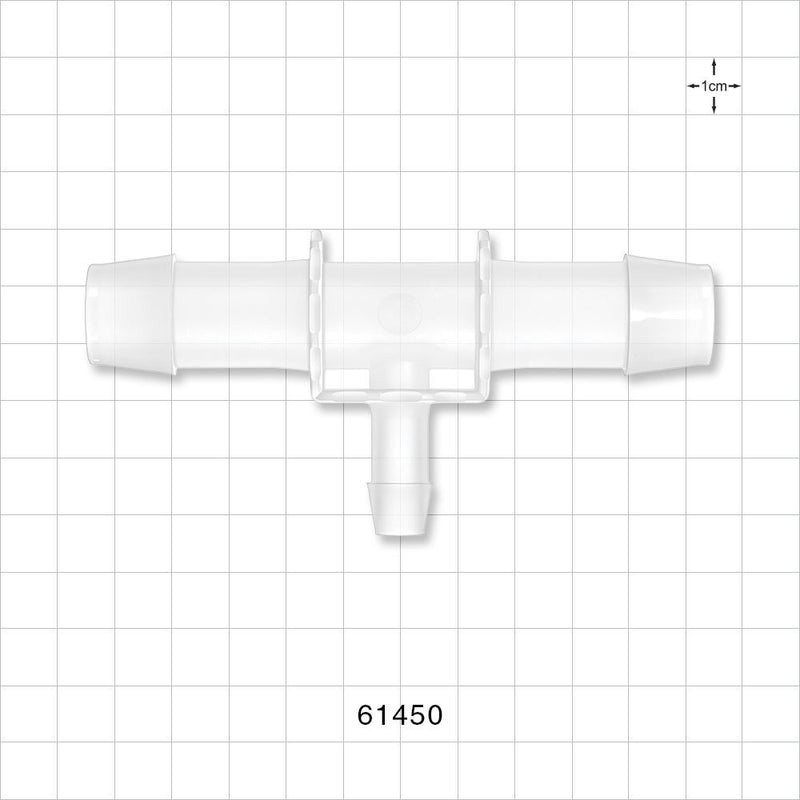 T Connector, Reducer, Barbed, Natural - Fits 3/4 inch ID Tubing (0.75 inch, 19.05 mm); Fits 3/8 inch ID Tubing (0.375 inch, 9.53 mm) - 61450