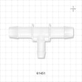 T Connector, Reducer, Barbed, Natural - Fits 3/4 inch ID Tubing (0.75 inch, 19.05 mm); Fits 1/2 inch ID (0.5 inch, 12.7 mm) - 61451