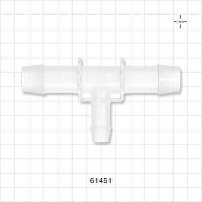 T Connector, Reducer, Barbed, Natural - Fits 3/4 inch ID Tubing (0.75 inch, 19.05 mm); Fits 1/2 inch ID (0.5 inch, 12.7 mm) - 61451