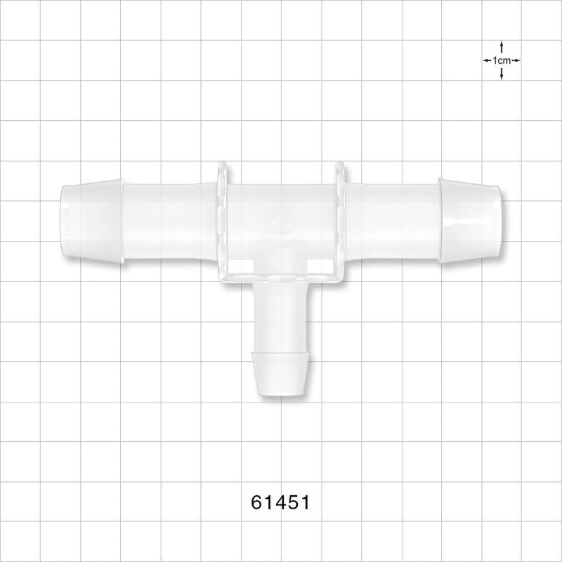 T Connector, Reducer, Barbed, Natural - Fits 3/4 inch ID Tubing (0.75 inch, 19.05 mm); Fits 1/2 inch ID (0.5 inch, 12.7 mm) - 61451