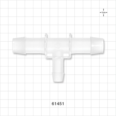 T Connector, Reducer, Barbed, Natural - Fits 3/4 inch ID Tubing (0.75 inch, 19.05 mm); Fits 1/2 inch ID (0.5 inch, 12.7 mm) - 61451