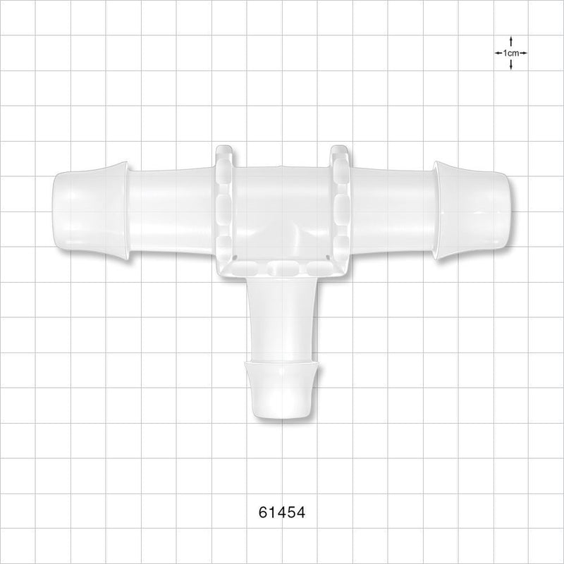 T Connector, Reducer, Barbed, Natural - Fits 1 inch ID Tubing (1 inch, 25.4 mm); Fits 3/4 inch ID Tubing (0.75 inch, 19.05 mm) - 61454