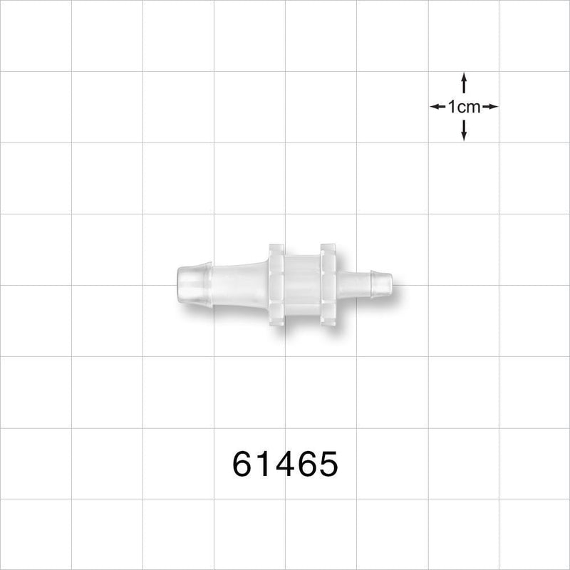 Straight Connector, Reducer, Barbed, Natural - Fits 3/16 inch x 1/8 inch ID Tubing (0.188 inch x 0.125 inch, 4.76 mm x 3.18 mm) - 61465