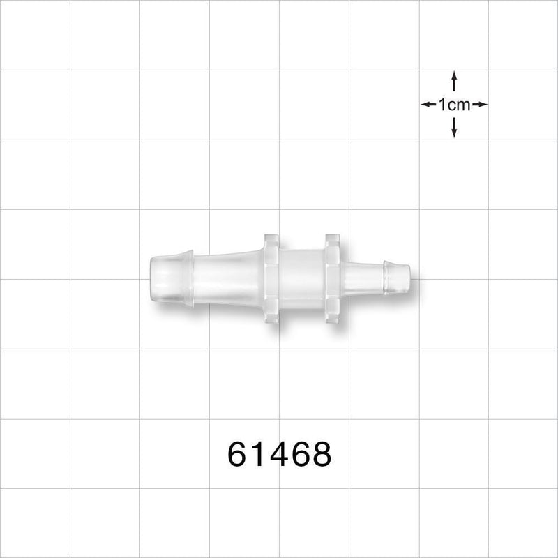Straight Connector, Reducer, Barbed, Natural - Fits 1/4 inch x 5/32 inch ID Tubing (0.25 inch x 0.156 inch, 6.35 mm x 3.97 mm) - 61468
