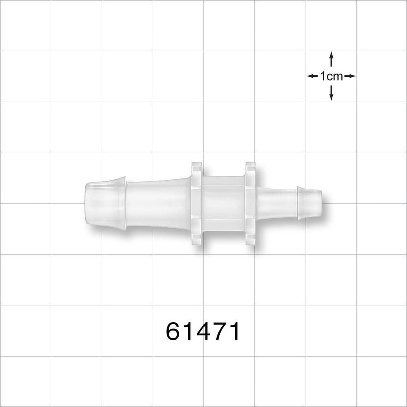 Straight Connector, Reducer, Barbed, Natural - Fits 5/16 inch x 3/16 inch ID Tubing (0.313 inch x 0.188 inch, 7.94 mm x 4.76 mm) - 61471