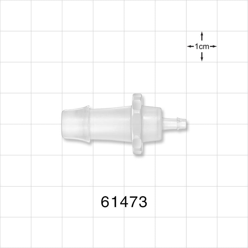 Straight Connector, Reducer, Barbed, Natural - Fits 3/8 inch x 1/8 inch ID Tubing (0.375 inch x 0.125 inch, 9.53 mm x 3.18 mm) - 61473