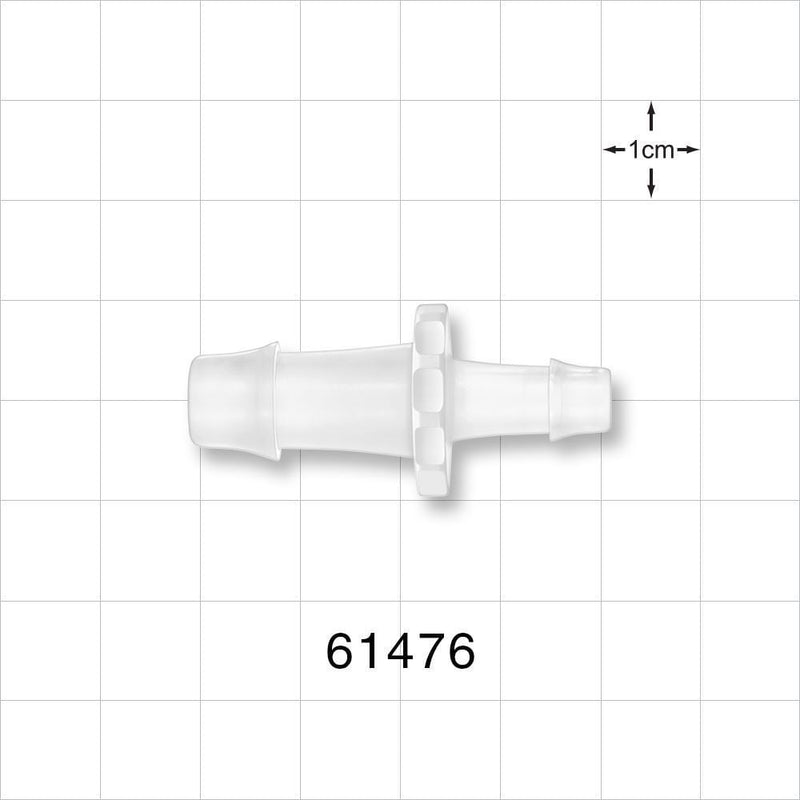 Straight Connector, Reducer, Barbed, Natural - Fits 3/8 inch x 1/4 inch ID Tubing (0.375 inch x 0.25 inch, 9.53 mm x 6.35 mm) - 61476