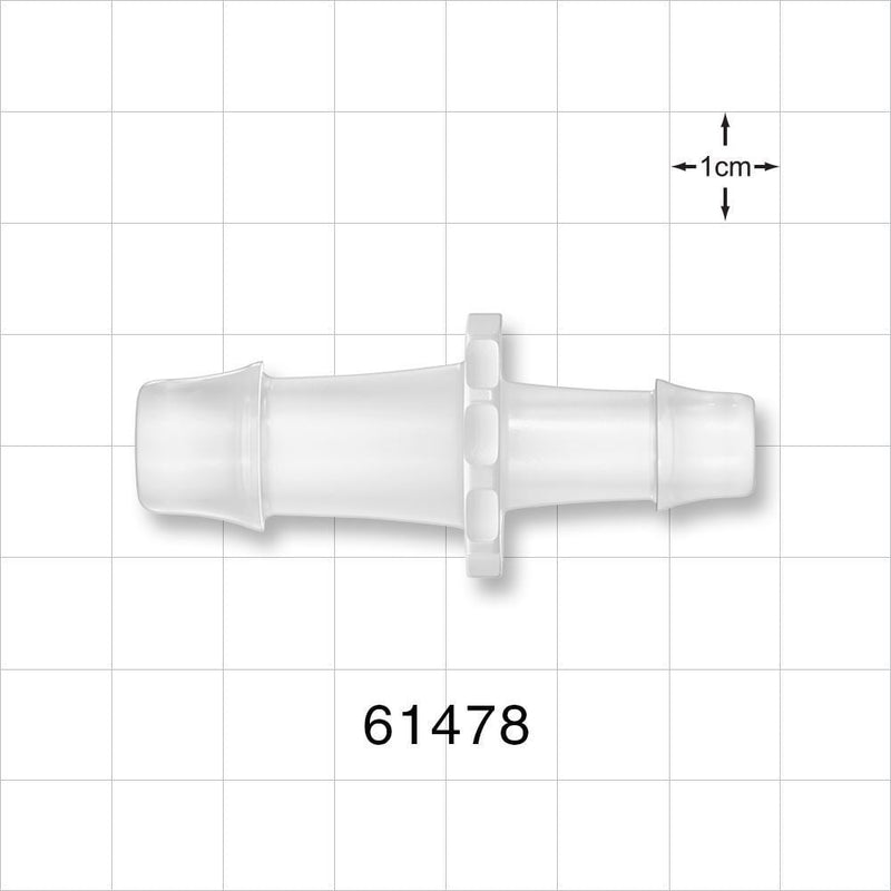 Straight Connector, Reducer, Barbed, Natural - Fits 1/2 inch x 3/8 inch ID Tubing (0.5 inch x 0.375 inch, 12.7 mm x 9.53 mm) - 61478