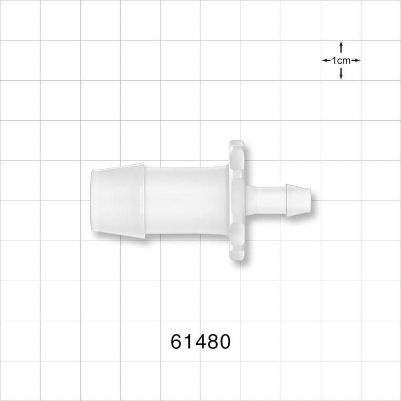 Straight Connector, Reducer, Barbed, Natural - Fits 5/8 inch x 1/4 inch ID Tubing (0.625 inch x 0.25 inch, 15.88 mm x 6.35 mm) - 61480