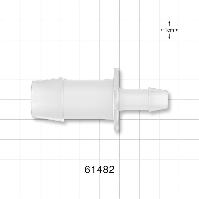 Straight Connector, Reducer, Barbed, Natural - Fits 3/4 inch x 3/8 inch ID Tubing (0.75 inch x 0.375 inch, 19.05 mm x 9.53 mm) - 61482