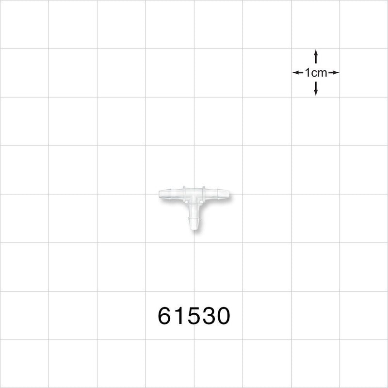 T Connector, Barbed, Natural - Fits 1/16 inch ID Tubing (0.063 inch, 1.59 mm) - 61530