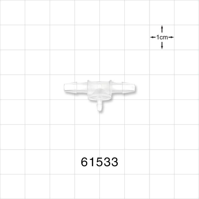 T Connector, Reducer, Barbed, Natural - Fits 1/8 inch ID Tubing (0.125 inch, 3.18 mm); Fits 1/16 inch ID Tubing (0.063 inch, 1.59 mm) - 61533