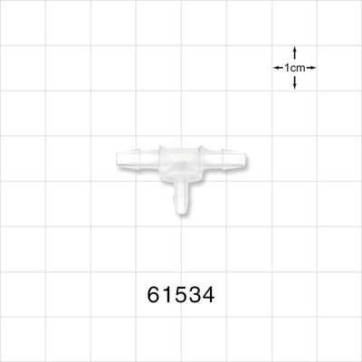 T Connector, Reducer, Barbed, Natural - Fits 1/8 inch ID Tubing (0.125 inch, 3.18 mm); Fits 3/32 inch ID Tubing (0.094 inch, 2.38 mm) - 61534