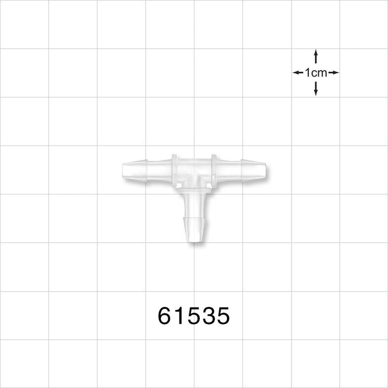 T Connector, Barbed, Natural - Fits 1/8 inch ID Tubing (0.125 inch, 3.18 mm) - 61535