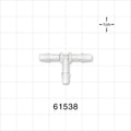T Connector, Barbed, Natural - Fits 5/32 inch ID Tubing (0.156 inch, 3.97 mm) - 61538