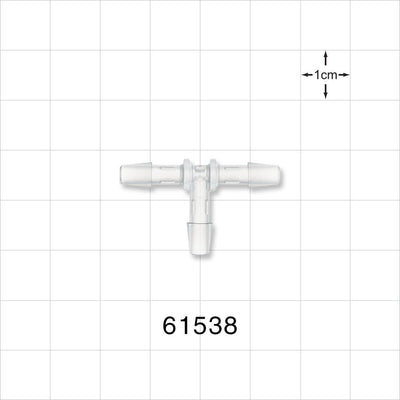 T Connector, Barbed, Natural - Fits 5/32 inch ID Tubing (0.156 inch, 3.97 mm) - 61538