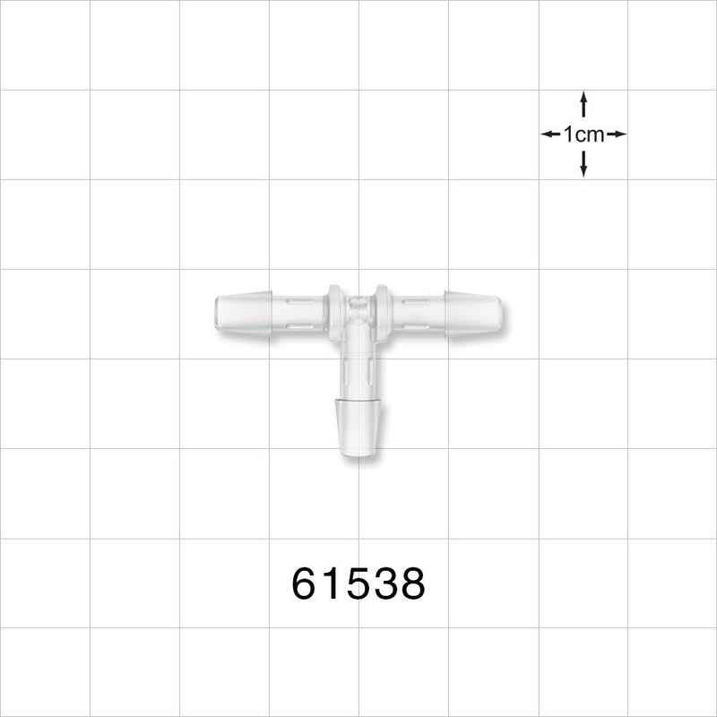 T Connector, Barbed, Natural - Fits 5/32 inch ID Tubing (0.156 inch, 3.97 mm) - 61538