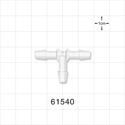 T Connector, Barbed, Natural - Fits 3/16 inch ID Tubing (0.188 inch, 4.76 mm) - 61540