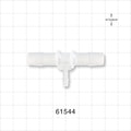 T Connector, Reducer, Barbed, Natural - Fits 3/8 inch ID Tubing (0.375 inch, 9.53 mm); Fits 5/32 inch ID Tubing (0.156 inch, 3.97 mm) - 61544
