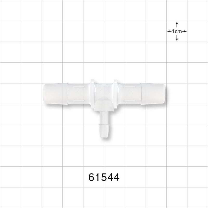 T Connector, Reducer, Barbed, Natural - Fits 3/8 inch ID Tubing (0.375 inch, 9.53 mm); Fits 5/32 inch ID Tubing (0.156 inch, 3.97 mm) - 61544
