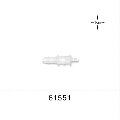 Straight Connector, Reducer, Barbed, Natural - Fits 1/8 inch x 1/16 inch ID Tubing (0.125 inch x 0.063 inch, 3.18 mm x 1.59 mm) - 61551