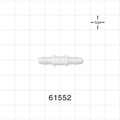 Straight Connector, Barbed, Natural - Fits 1/8 inch ID Tubing (0.125 inch, 3.18 mm) - 61552