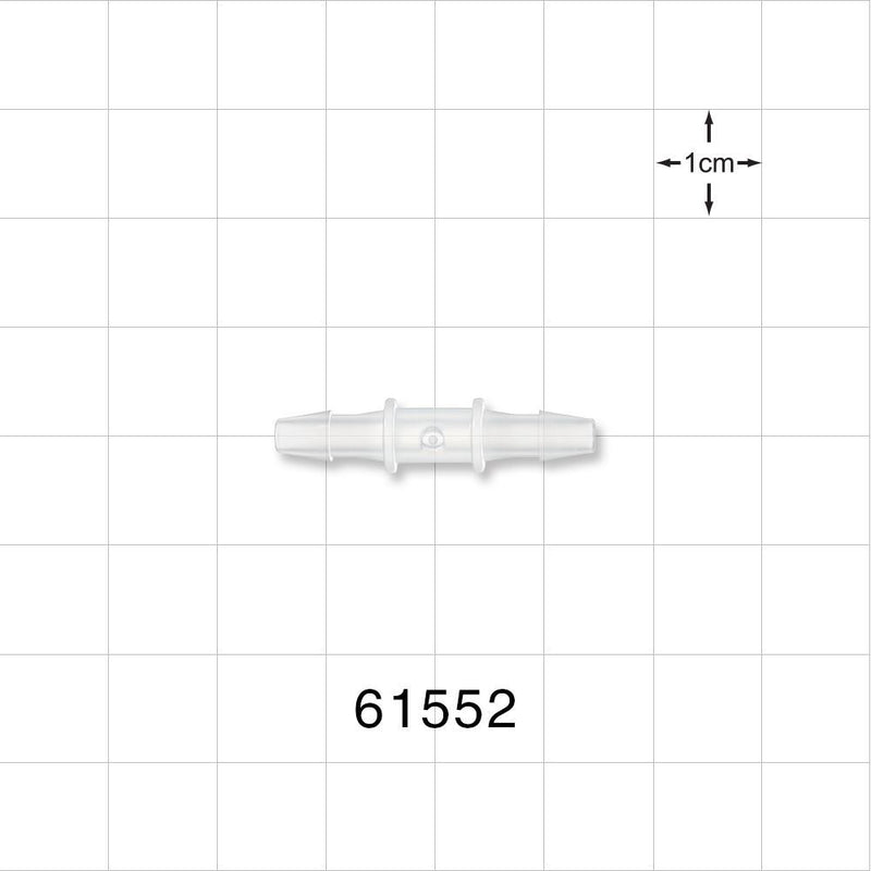 Straight Connector, Barbed, Natural - Fits 1/8 inch ID Tubing (0.125 inch, 3.18 mm) - 61552