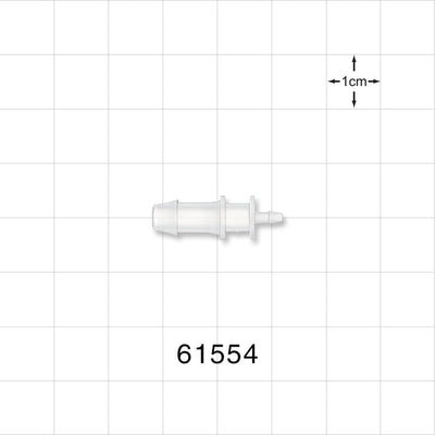 Straight Connector, Reducer, Barbed, Natural - Fits 3/16 inch x 1/16 inch ID Tubing (0.187 inch x 0.062 inch, 4.76 mm x 1.59 mm) - 61554