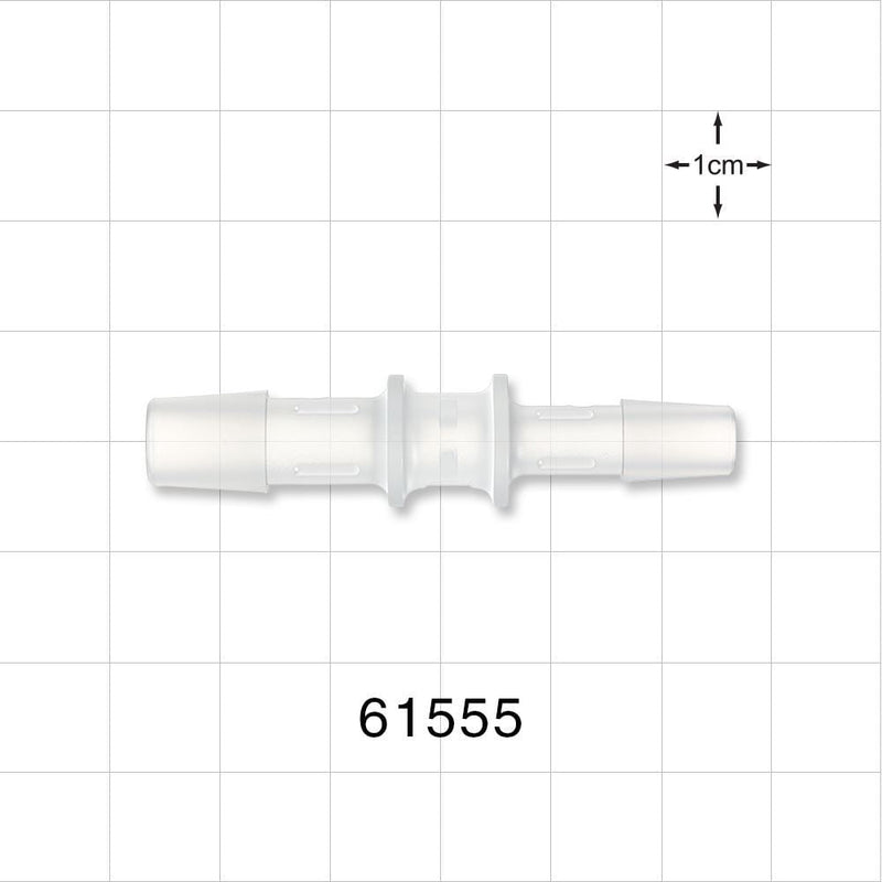 Straight Connector, Reducer, Barbed, Natural - Fits 3/16 inch x 1/8 inch ID Tubing (0.188 inch x 0.125 inch, 4.76 mm x 3.18 mm) - 61555