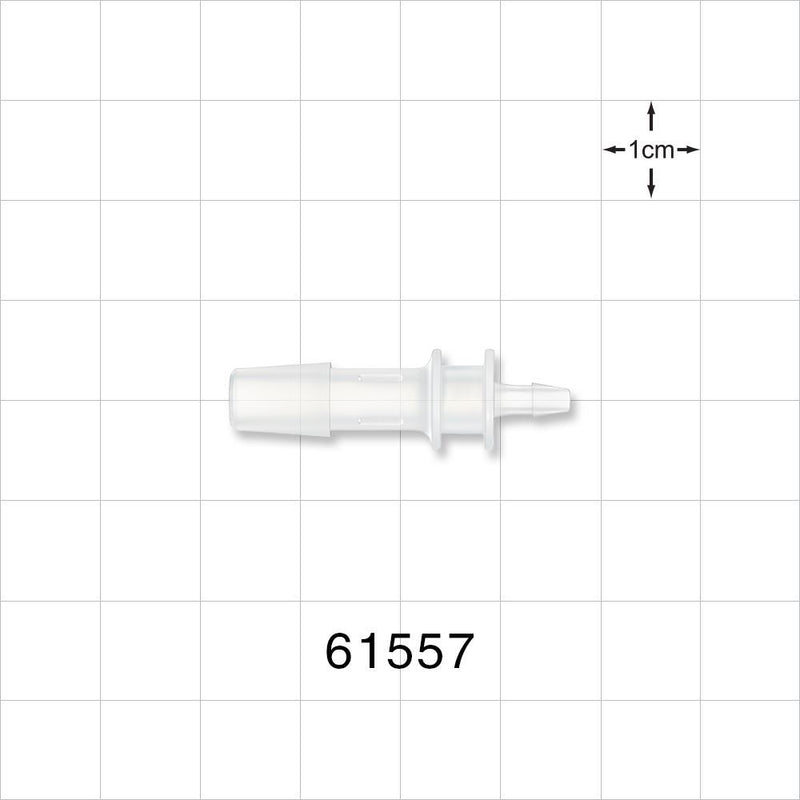 Straight Connector, Reducer, Barbed, Natural - Fits 1/4 inch x 3/32 inch ID Tubing (0.25 inch x 0.094 inch, 6.35 mm x 2.38 mm) - 61557