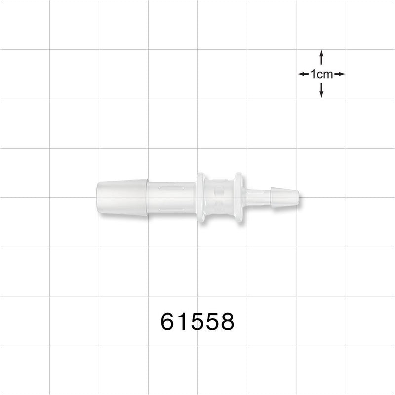 Straight Connector, Reducer, Barbed, Natural - Fits 1/4 inch x 1/8 inch ID Tubing (0.25 inch x 0.125 inch, 6.35 mm x 3.18 mm) - 61558