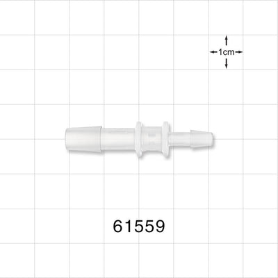 Straight Connector, Reducer, Barbed, Natural - Fits 1/4 inch x 5/32 inch ID Tubing (0.25 inch x 0.156 inch, 6.35 mm x 3.97 mm) - 61559