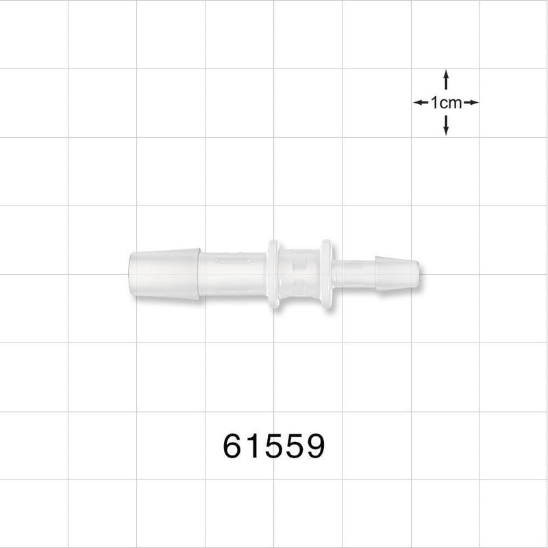 Straight Connector, Reducer, Barbed, Natural - Fits 1/4 inch x 5/32 inch ID Tubing (0.25 inch x 0.156 inch, 6.35 mm x 3.97 mm) - 61559