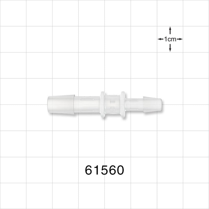 Straight Connector, Reducer, Barbed, Natural - Fits 1/4 inch x 3/16 inch ID Tubing (0.25 inch x 0.188 inch, 6.35 mm x 4.76 mm) - 61560