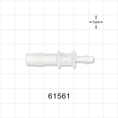 Straight Connector, Reducer, Barbed, Natural - Fits 5/16 inch x 5/32 inch ID Tubing (0.313 inch x 0.156 inch, 7.94 mm x 3.97 mm) - 61561