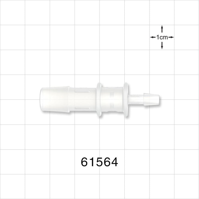 Straight Connector, Reducer, Barbed, Natural - Fits 3/8 inch x 5/32 inch ID Tubing (0.375 inch x 0.156 inch, 9.53 mm x 3.97 mm) - 61564