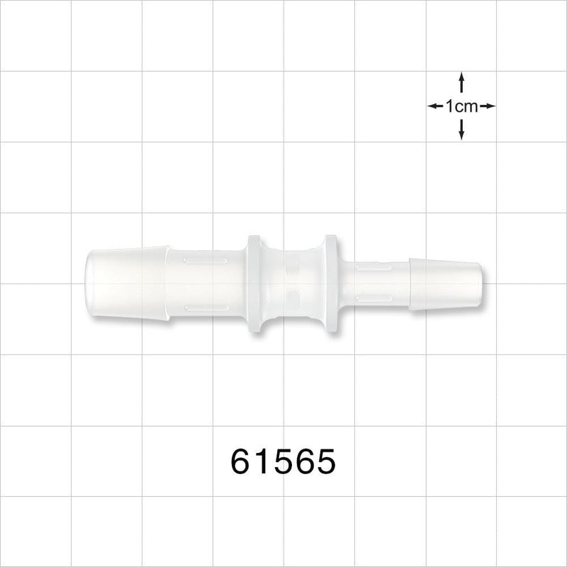 Straight Reducer Connector, Barbed, Natural - Fits 3/8 inch  x 1/4 inch ID Tubing (0.375 inch x 0.25 inch, 9.53 mm x 6.35 mm) - 61565