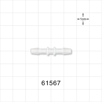 Straight Connector, Barbed, Natural - Fits 5/32 inch ID Tubing (0.156 inch, 3.97 mm) - 61567