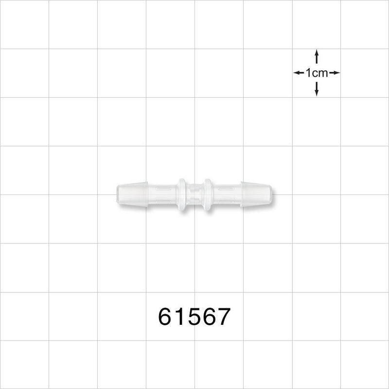 Straight Connector, Barbed, Natural - Fits 5/32 inch ID Tubing (0.156 inch, 3.97 mm) - 61567