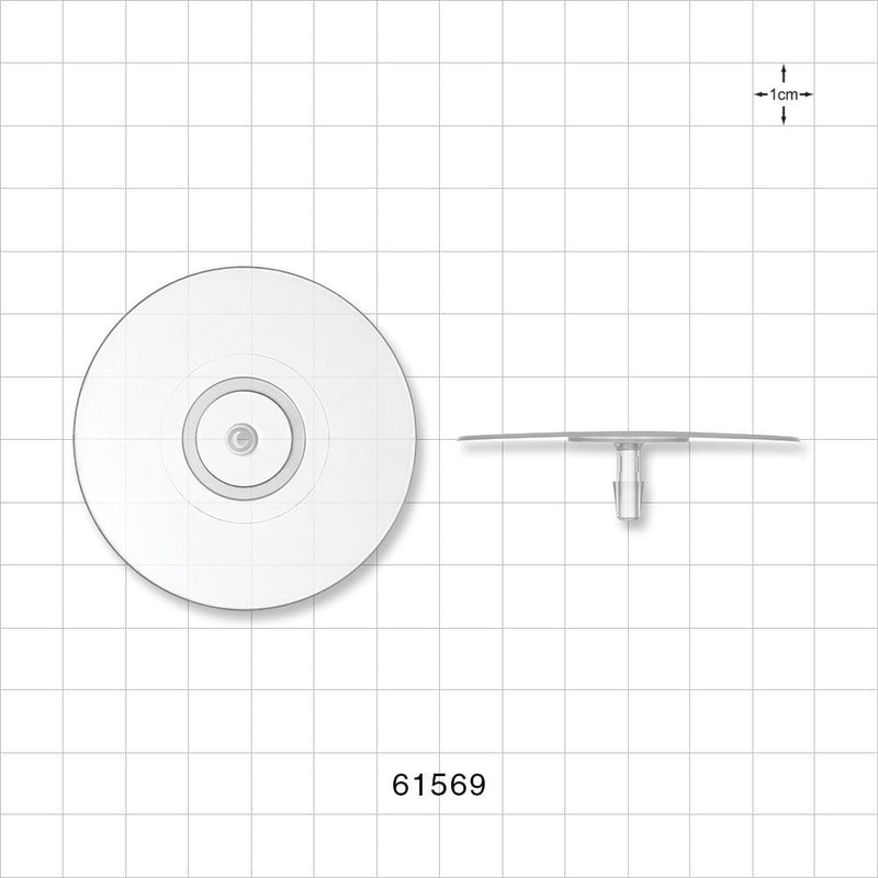 Bag Port Flange with Flat Plate, Barbed, Natural - Fits 5/32 inch ID Tubing (0.156 inch, 3.97 mm) - 61569