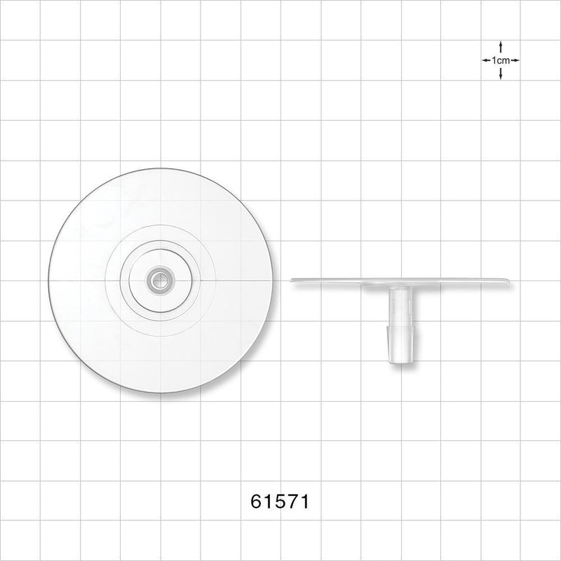 Bag Port Flange with Flat Plate, Barbed, Natural - Fits 1/4 inch ID Tubing (0.25 inch, 6.35 mm) - 61571