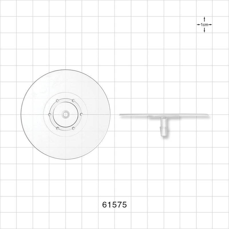 Bag Port Flange with Dimples, Barbed, Natural - Fits 5/32 inch ID Tubing (0.156 inch, 3.97 mm) - 61575