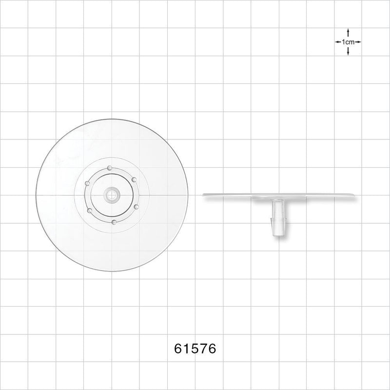 Bag Port Flange with Dimples, Barbed, Natural - Fits 3/16 inch ID Tubing (0.187 inch,  4.76 mm) - 61576