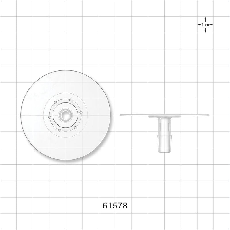 Bag Port Flange with Dimples, Barbed, Natural - Fits 5/16 inch ID Tubing (0.312 inch, 7.94 mm) - 61578