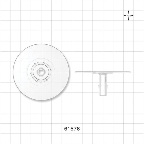 Bag Port Flange with Dimples, Barbed, Natural - Fits 5/16 inch ID Tubing (0.312 inch, 7.94 mm) - 61578
