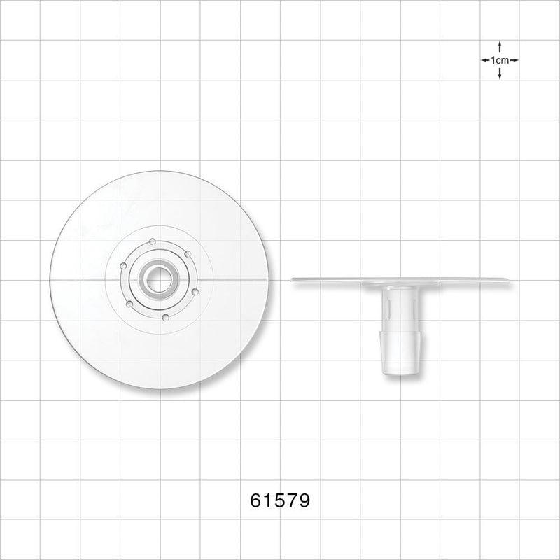 Bag Port Flange with Dimples, Barbed, Natural - Fits 3/8 inch ID Tubing (0.375 inch, 9.53 mm) - 61579