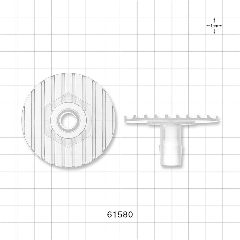 Bag Port Flange with Ribbed Base, Barbed, Natural - Fits 1/2 inch ID Tubing (0.5 inch, 12.7 mm) - 61580