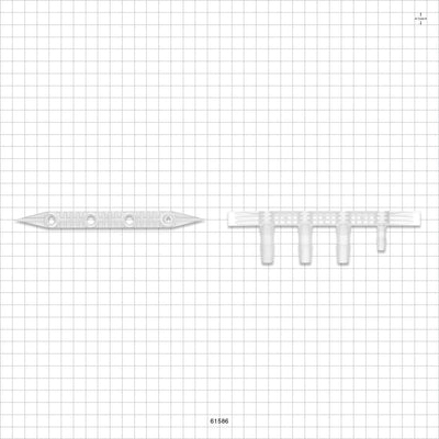 Boat Port, Barbed, Natural - 3 Ports Fit 3/8 inch ID Tubing (0.375 inch, 9.53 mm); 1 Port Fits 1/4 inch ID Tubing (0.25 inch, 6.35 mm) - 61586