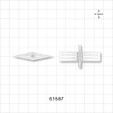 Boat Port, Barbed with Stem Port, Natural - Barbed Port Fits 3/32 inch ID Tubing (0.094 inch, 2.38 mm); Stem Port Fits 0.110 inch ID Tubing (2.8 mm) - 61587